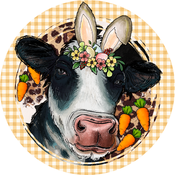 Spring & Easter Metal Sign: Cow - Made In USA