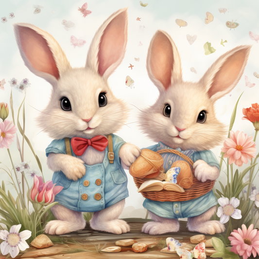 Easter Day Twin Bunny Metal Sign - Made in USA