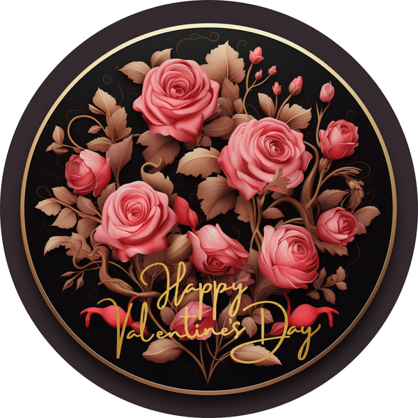 Happy Valentine's Day Metal Sign: Rose Flower - Made In USA