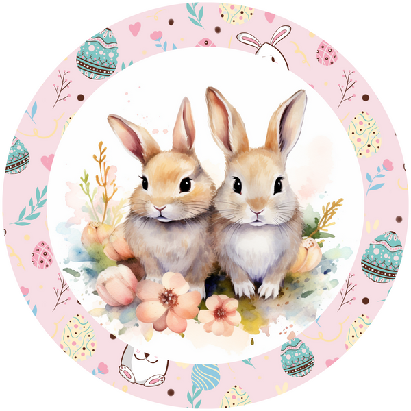 Easter Day Metal Sign: Twin Baby Bunny - Made In USA