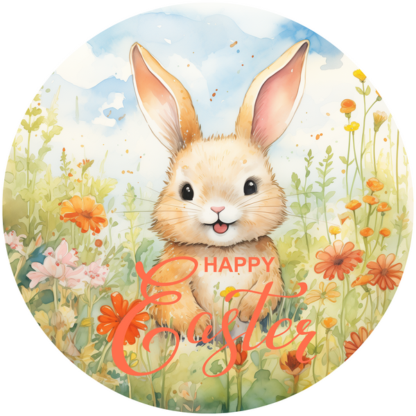 Happy Easter Day Metal Sign: Cute Bunny - Made In USA