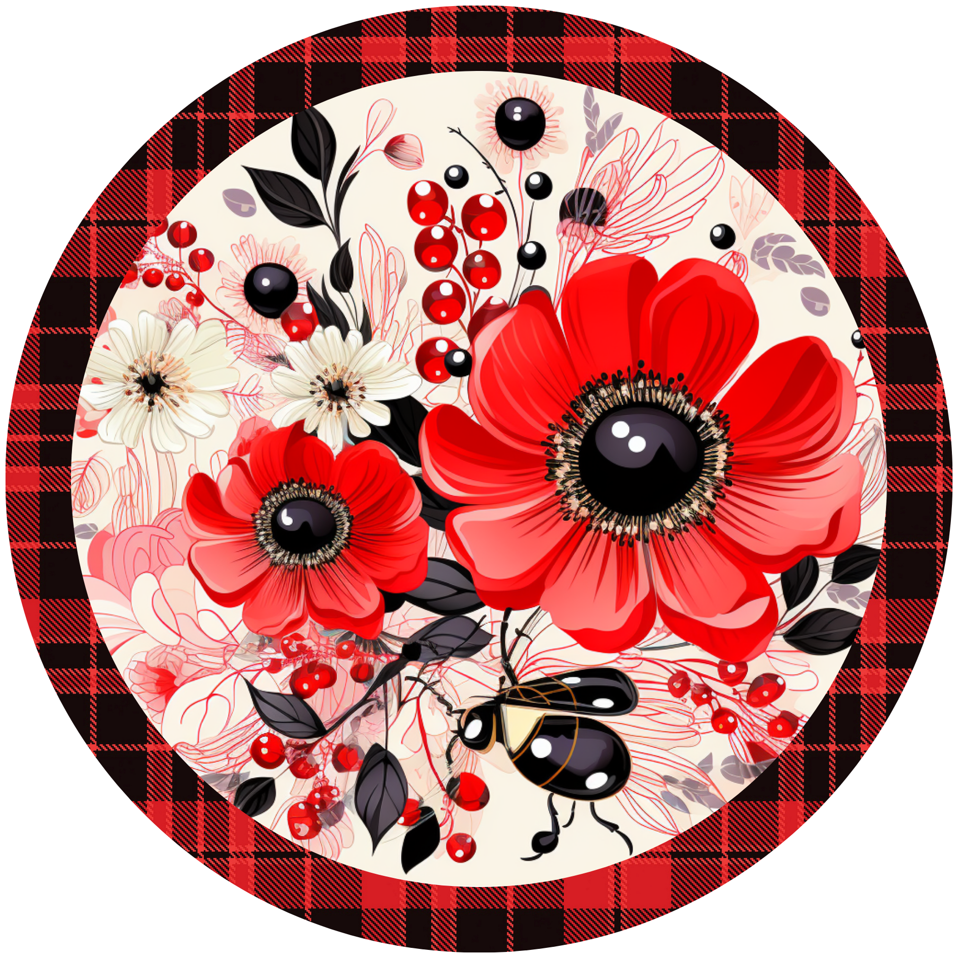 Red Flower Metal / Vinyl Sign - Made in USA