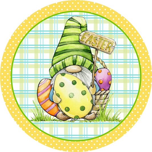 Easter Gnome with Eggs Metal / Vinyl Sign - Made in USA