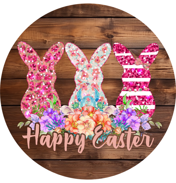Happy Easter Metal Sign: Bunny Rabbit - Made In USA