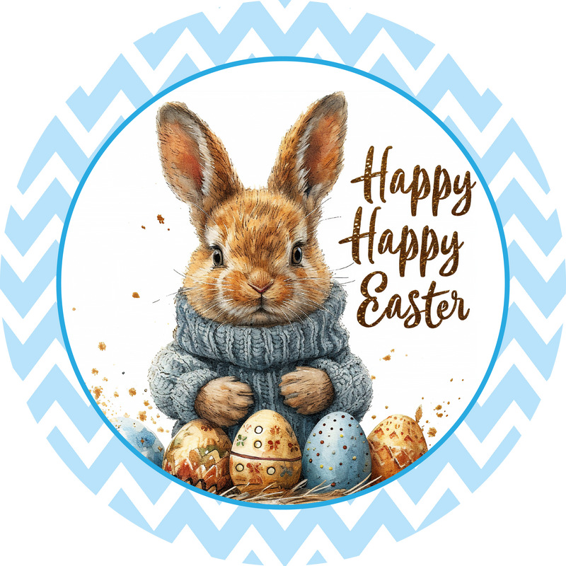 Happy Easter Metal Sign: Bunny Rabbit - Made In USA