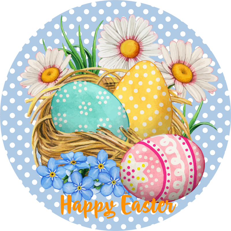 Happy Easter Metal Sign: Eggs - Made In USA