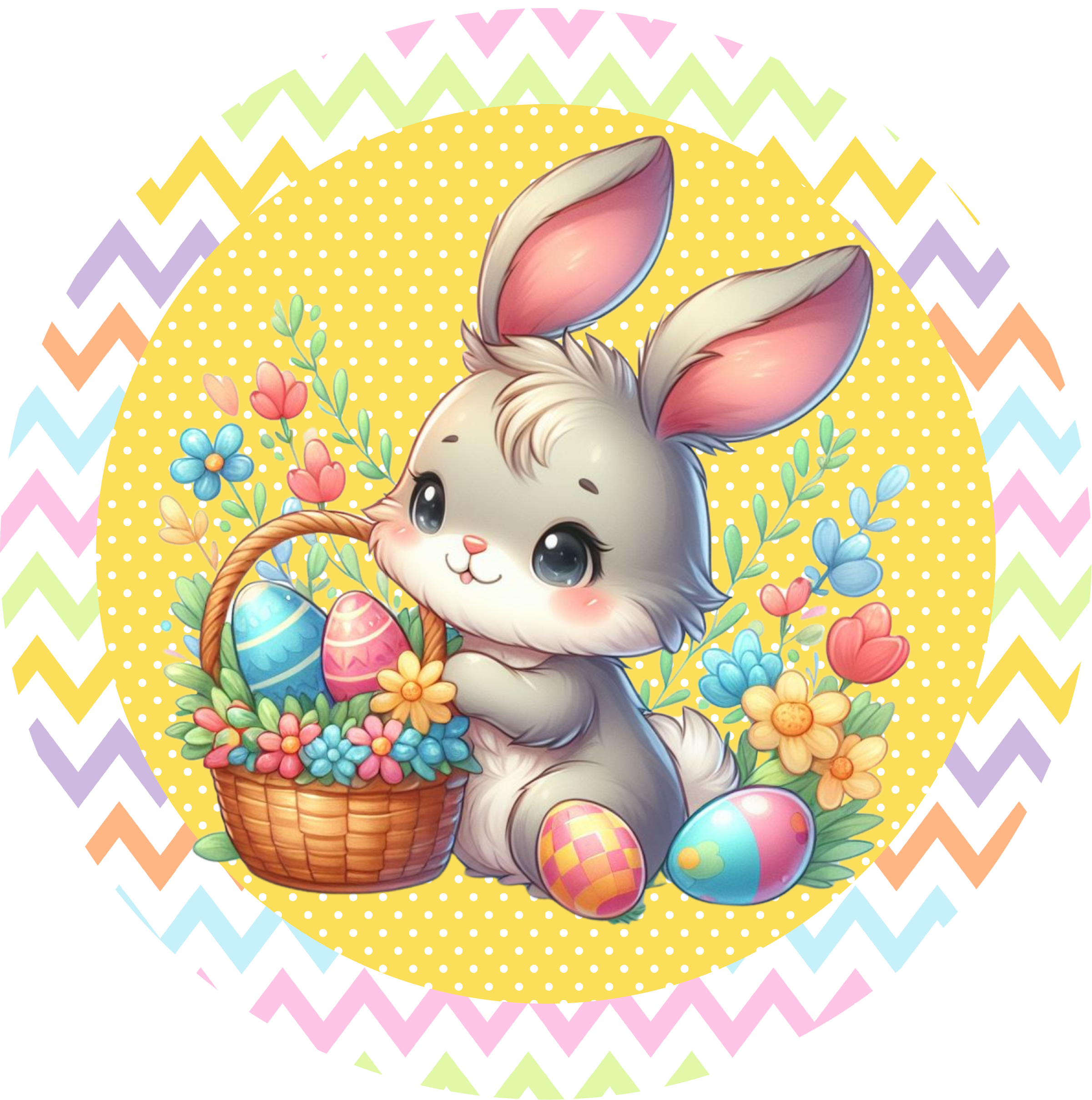 Easter Metal Sign: Bunny Rabbit with Eggs - USA – BBCrafts.com