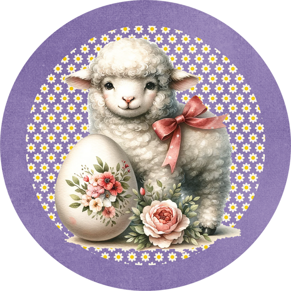 Easter Metal Sign: Sheep with Eggs - Made In USA