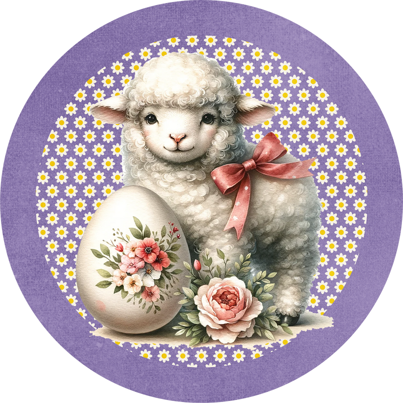 Easter Metal Sign: Sheep with Eggs - Made In USA