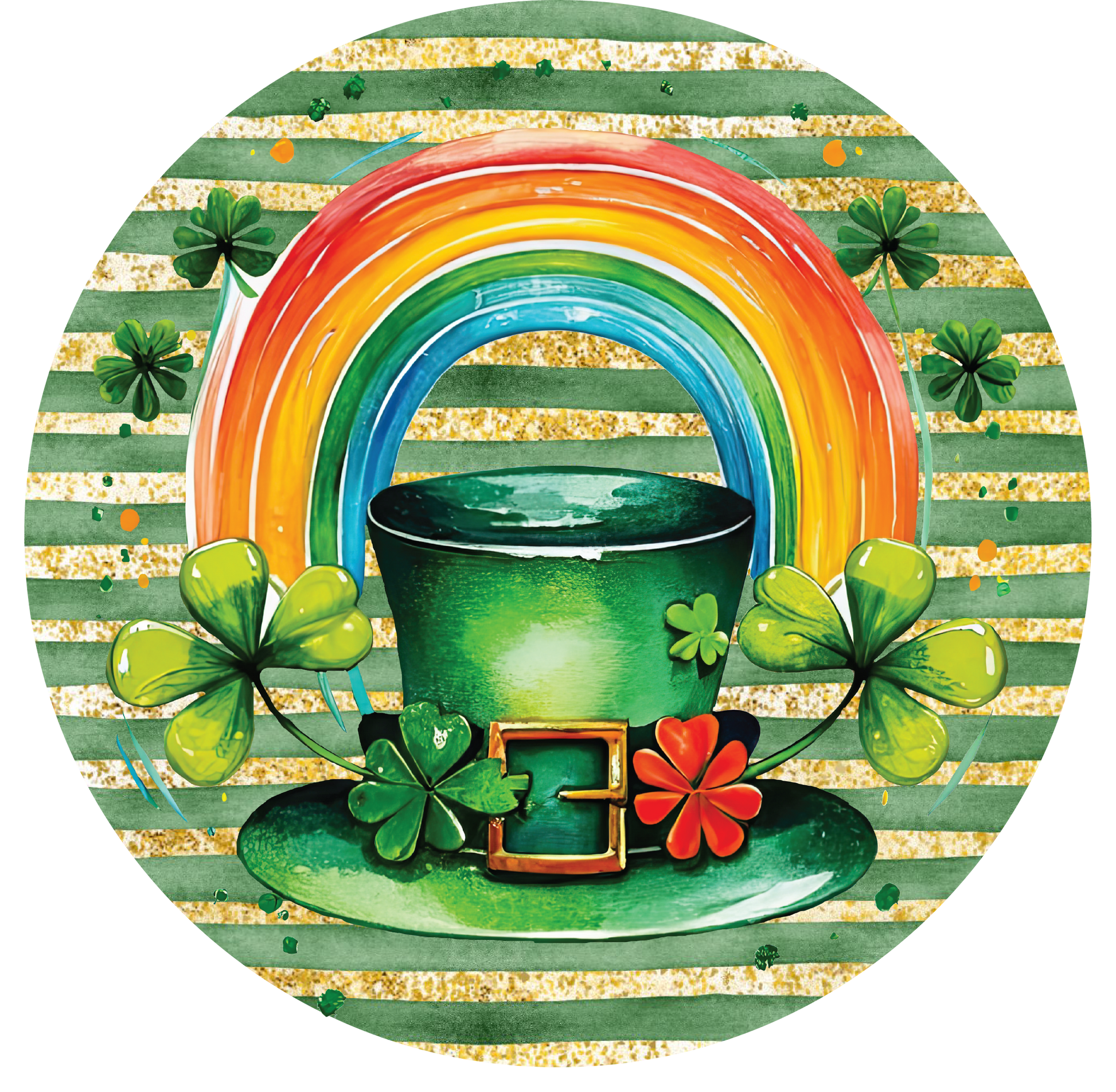 Saint Patrick's Day Rainbow Flower Pot Metal / Vinyl Sign - Made in USA