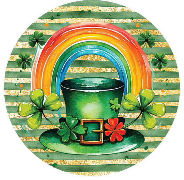 Saint Patrick's Day Metal Sign: Rainbow Flower Pot - Made In USA