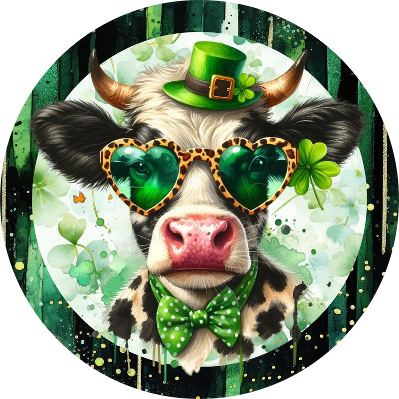Saint Patrick's Day Metal Sign: Cow - Made In USA
