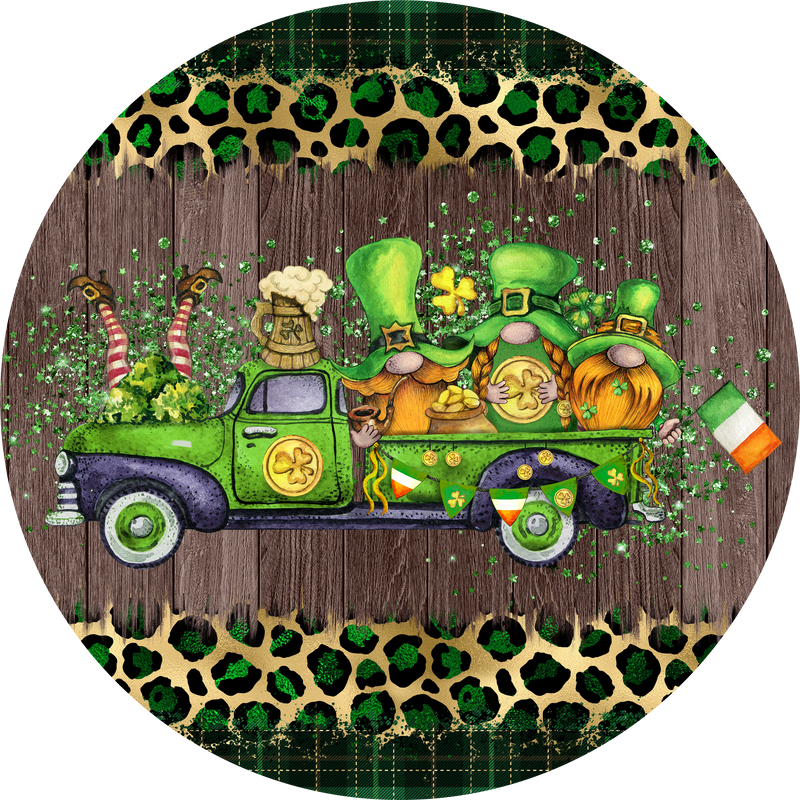 Saint Patrick's Day Metal Sign: Gnome's In Truck - Made In USA