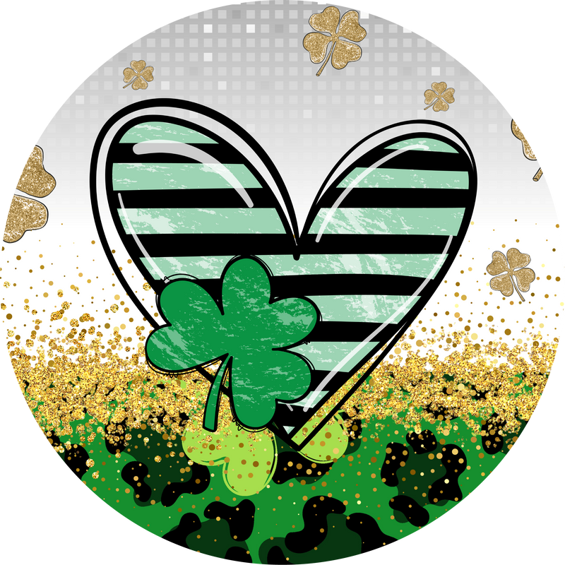 Saint Patrick's Day Metal Sign: Clover Leaf with Heart - Made In USA