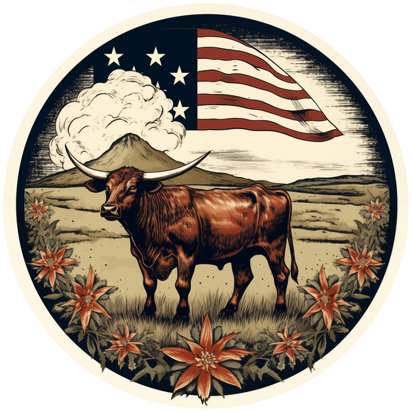 Patriotic Metal Sign: Highland Cow - Made In USA