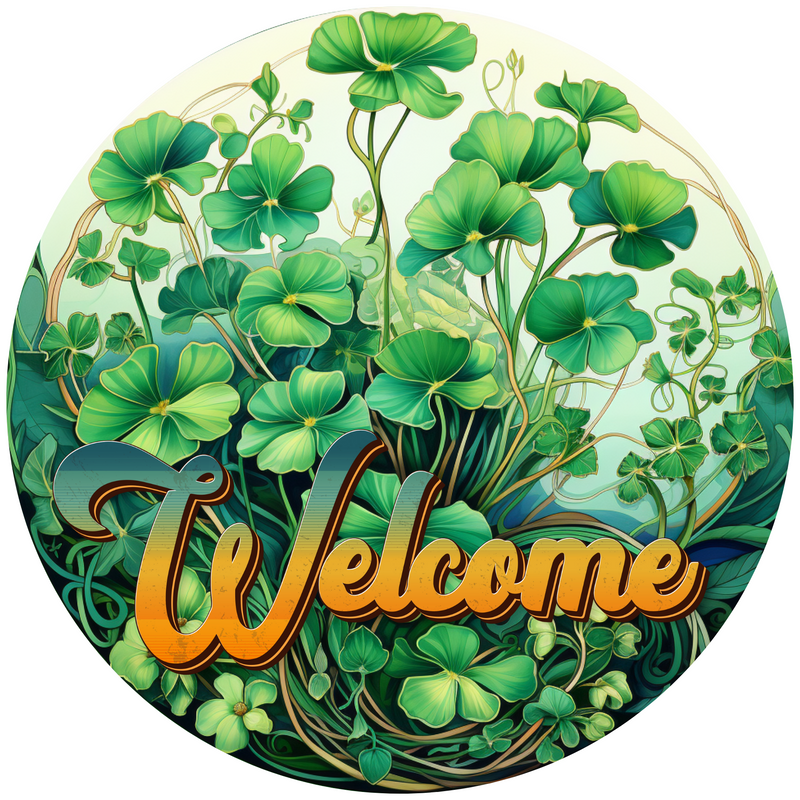 Welcome Metal Sign: Clover Leaf Made In USA
