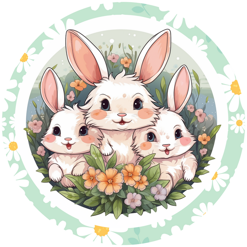 Baby Bunny Rabbit Family Metal Sign: Made In USA