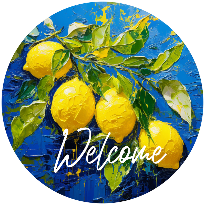 Lemon Metal Sign: WELCOME - Made In USA