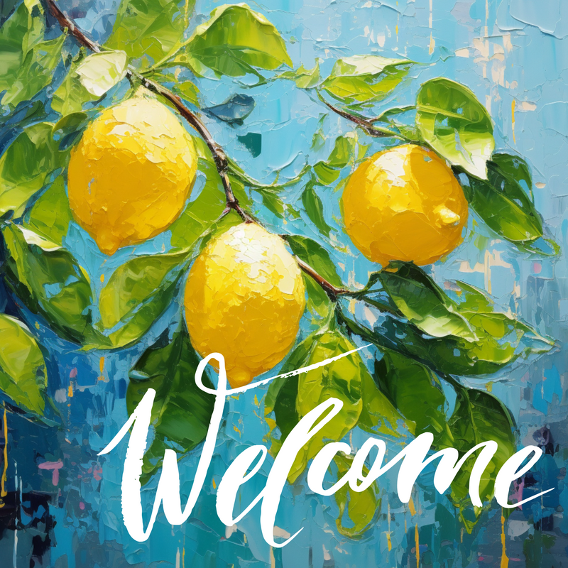 Lemon Metal Sign: WELCOME - Made In USA