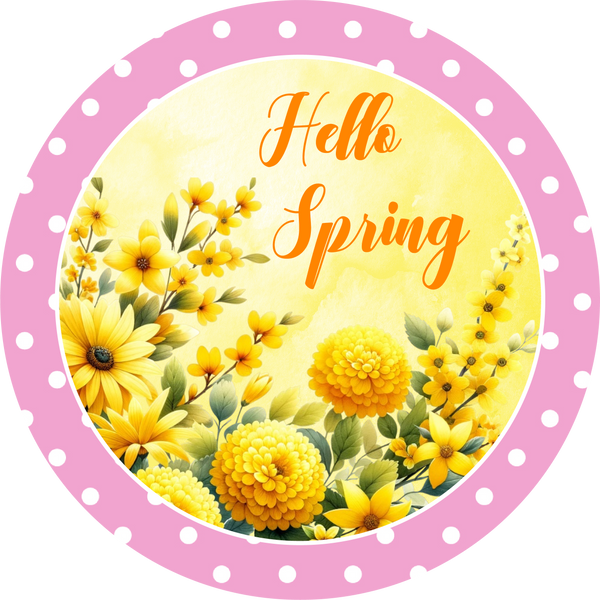 Hello Spring Metal Sign - Made In USA