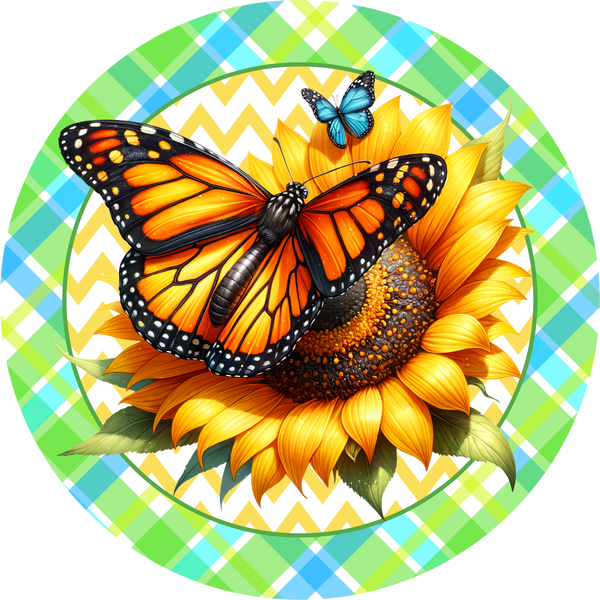 Sunflower with Butterfly Metal Sign - Made in USA
