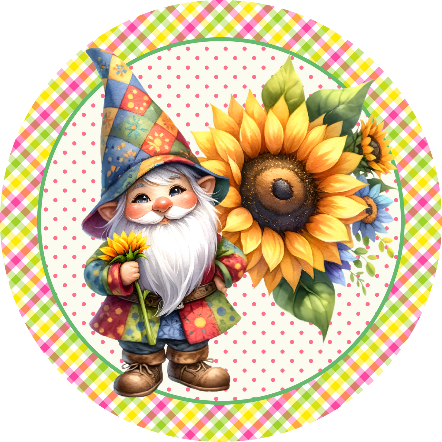 Gnome with Sunflower Metal / Vinyl Sign - Made in USA