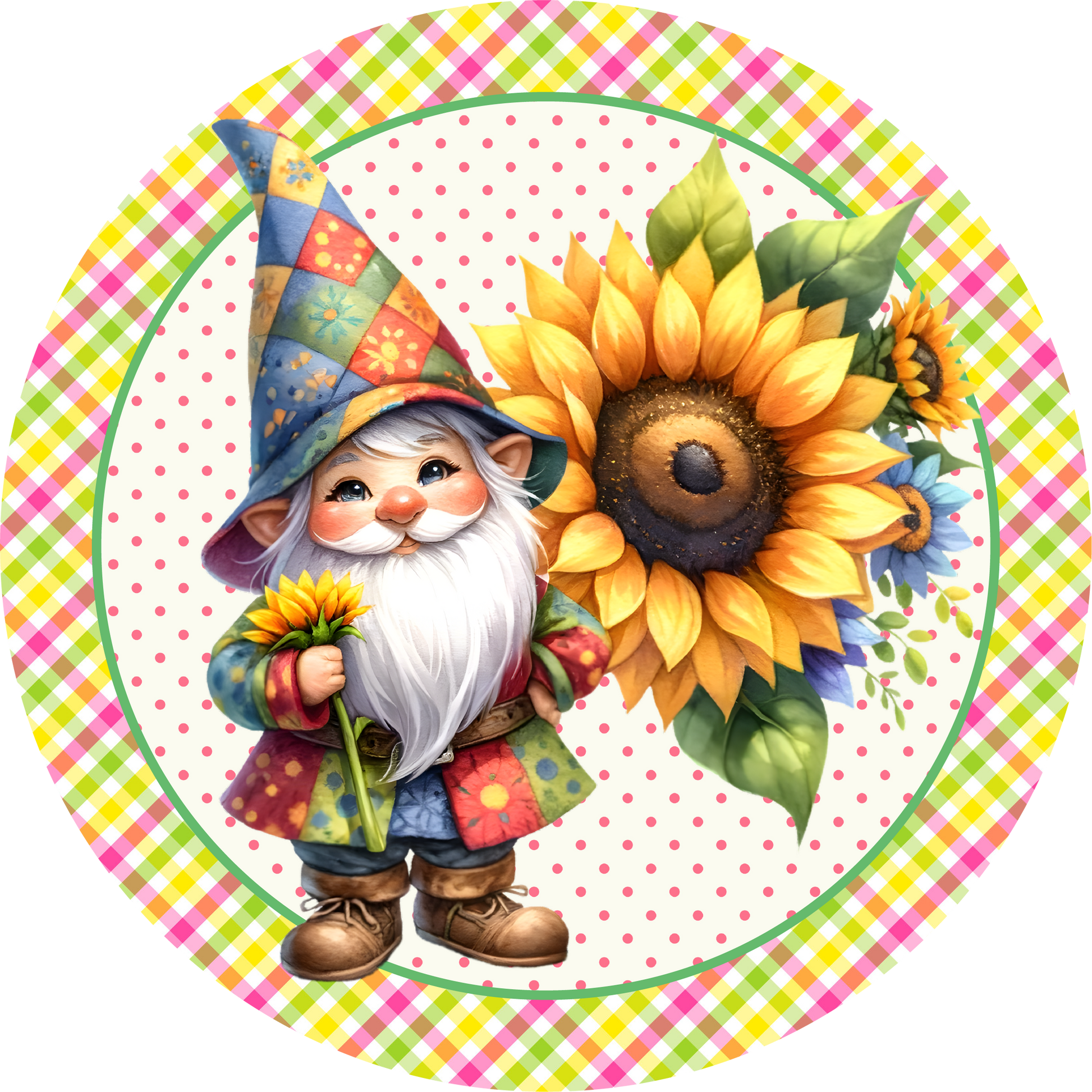 Gnome with Sunflower Metal / Vinyl Sign - Made in USA