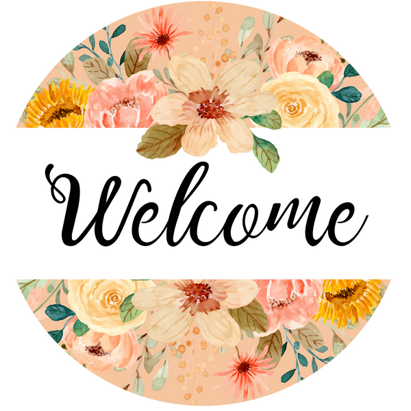 Flower Welcome Metal Sign: Made In USA