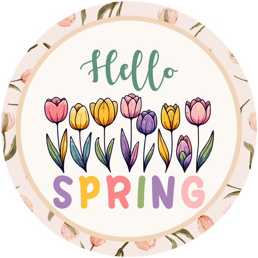 Hello Spring Metal / Vinyl Sign - Made in USA