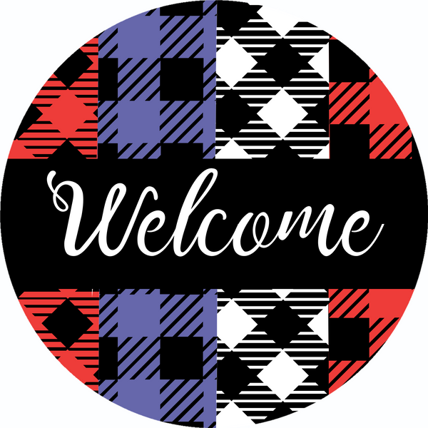 Welcome Patriotic Color Print Metal Sign: Made In USA