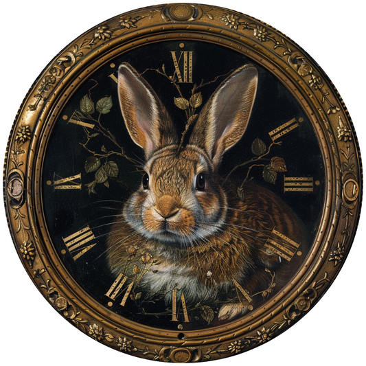 Clock with Rabbit Metal / Vinyl Sign - Made in USA