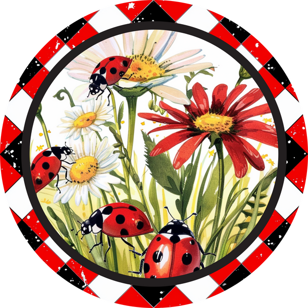 Ladybug floral Metal Sign: Made In USA