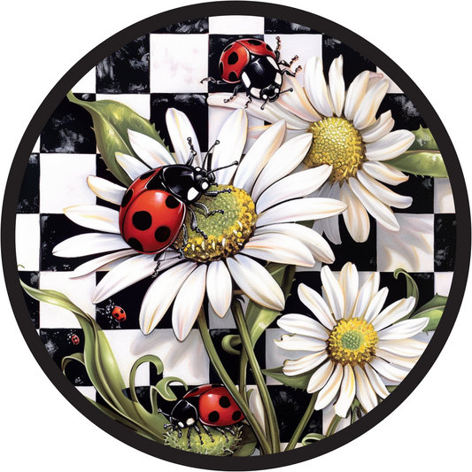 Ladybug Floral Metal / Vinyl Sign - Made in USA