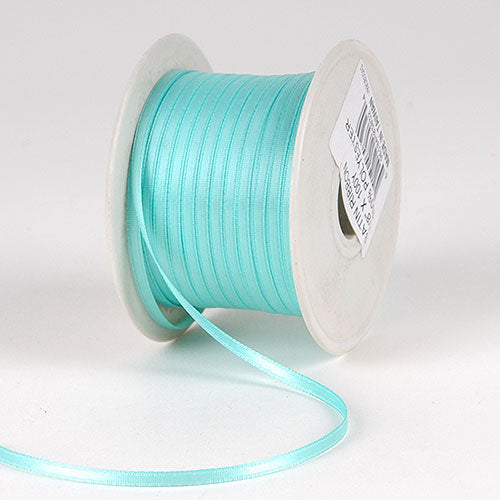 Aqua Blue- Satin Ribbon Single Face - 1/16 inch | 300 Yards