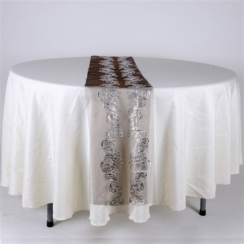 BLACK with SILVER Metallic ORGANZA Table Runner