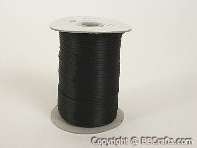 Black - 3mm Satin Rat Tail Cord - 3mm x 250 Yards