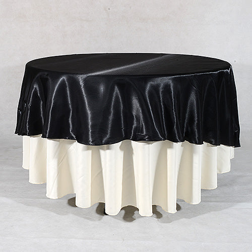 Black - 70" Satin Round Tablecloths - 70 Inch