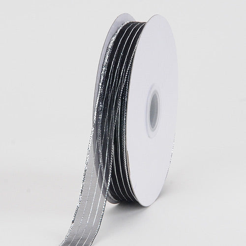Black Silver - Corsage Ribbon - 5/8 inch | 50 Yards