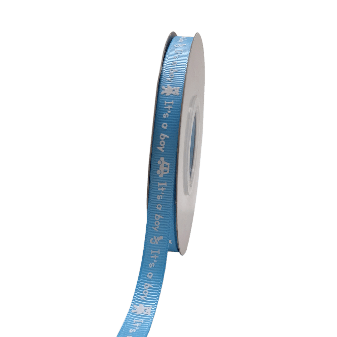 Blue - It's A Boy - Grosgrain Ribbon Baby Design W: 3/8 inch | L: 25 Yards