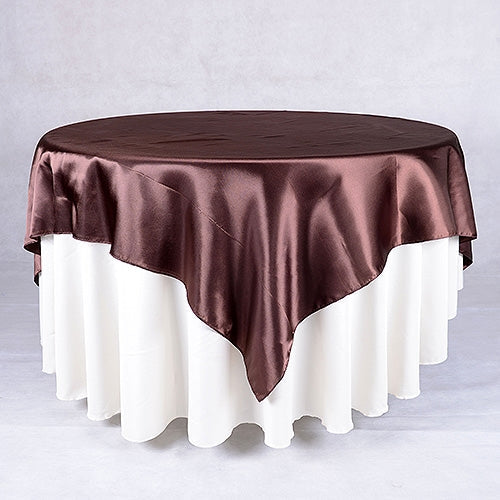 Brown - 90 x 90 Satin Table Overlays - 90 Inch x 90 Inch