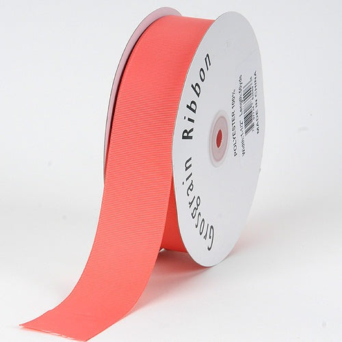 Coral - Grosgrain Ribbon Solid Color - W: 7/8 inch | L: 50 Yards