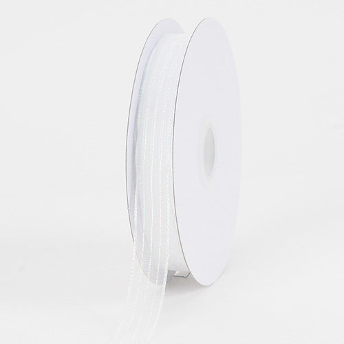 Corsage Ribbon White Irridescent Line W: 3/8 inch | L: 50 Yards