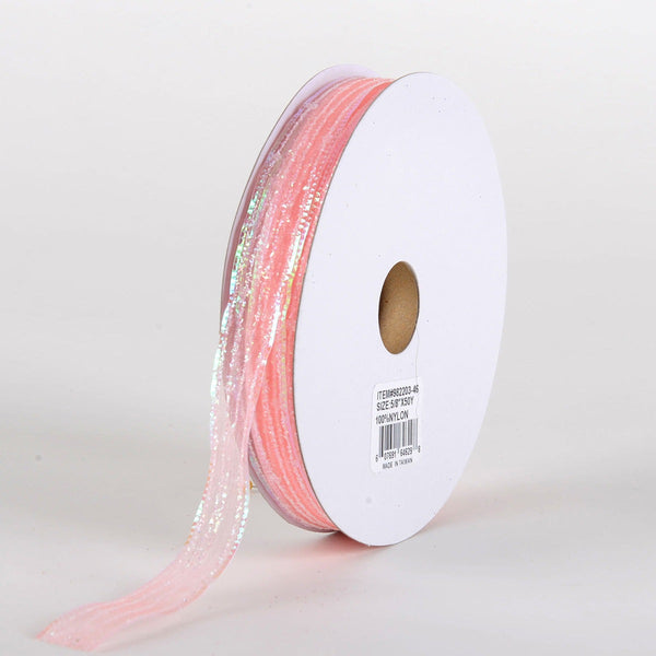 Glitter Corsage Ribbon Coral - 5/8 Inch 50 Yards