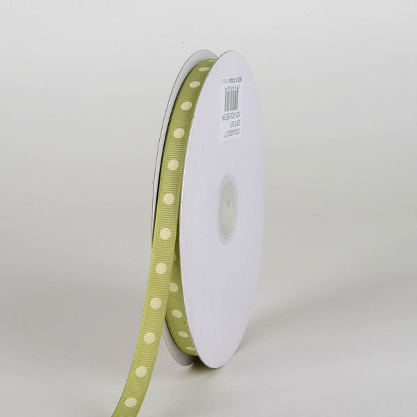 Grosgrain Ribbon Polka Dot Pear with Ivory Dots W: 3/8 inch | L: 50 Yards