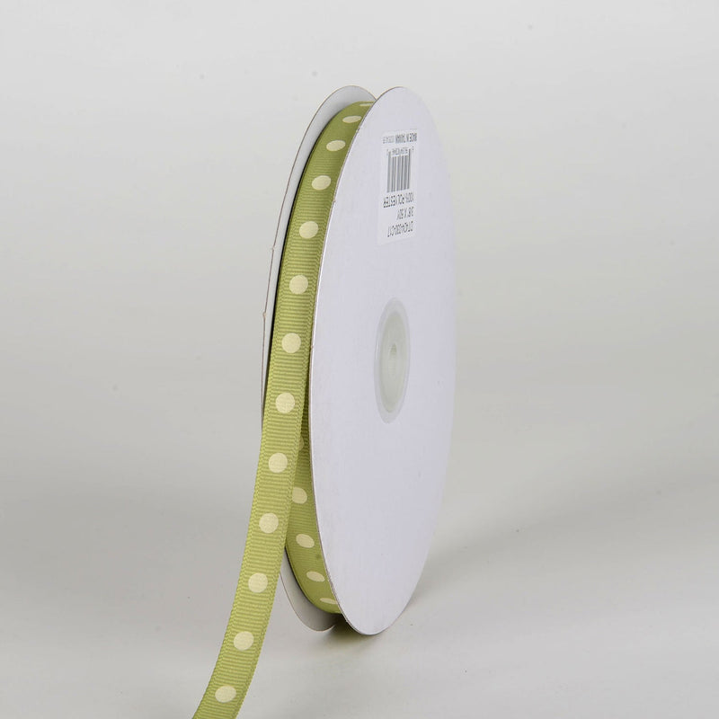 Grosgrain Ribbon Polka Dot Pear with Ivory Dots W: 3/8 inch | L: 50 Yards