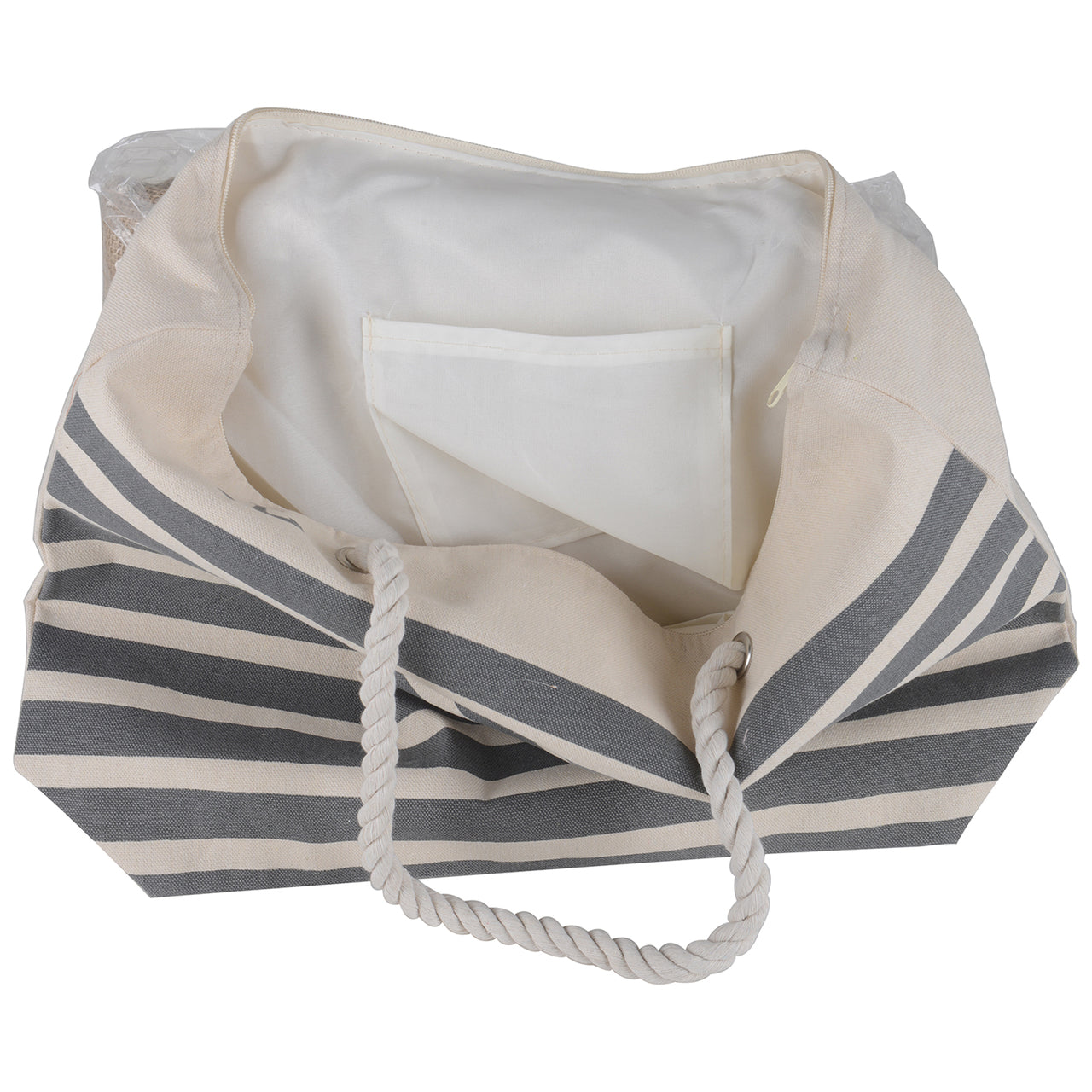 Large Canvas Beach Tote Bag Cotton Rope - 19 Inch x 15 Inch - Women Swim Pool Bag Large Tote