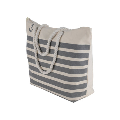 Large Canvas Beach Tote Bag Cotton Rope - 19 Inch x 15 Inch - Women Swim Pool Bag Large Tote