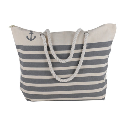 Large Canvas Beach Tote Bag Cotton Rope - 19 Inch x 15 Inch - Women Swim Pool Bag Large Tote