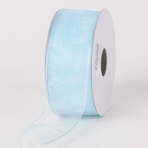 Light Blue - Organza Ribbon Thin Wire Edge 25 Yards - W: 5/8 inch | L: 25 Yards
