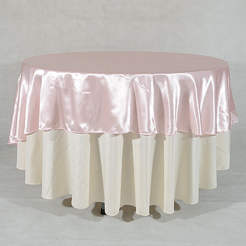 Light Pink - 70" Satin Round Tablecloths - 70 Inch
